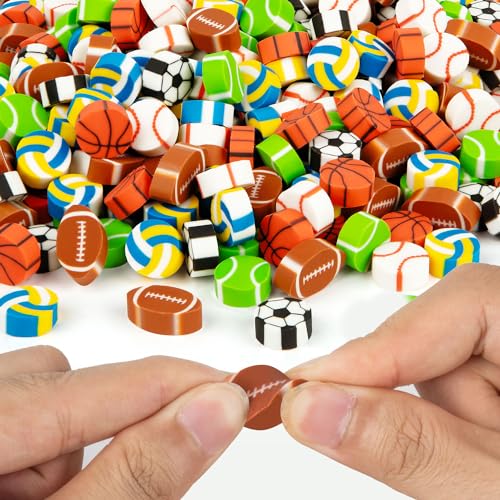 160 peças de borrachas esportivas para crianças, mini borrachas de lápis em formato de bola para lem