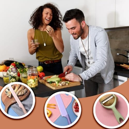Image of VANDU Knife for Kitchen use, Kitchen Knife Sets, Professional Colorful Knives Set of 6 Pieces, Non-Stick Blades with High Carbon Stainless Steel, Chef Set (Multicolor) (1 Set)