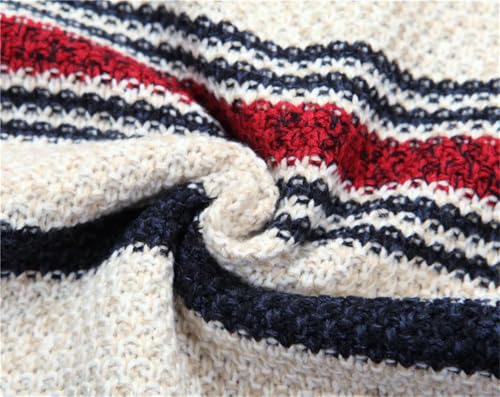 Men's Striped Pullovers Knitted Sweater Men Crew Neck Lightweight Sweater3