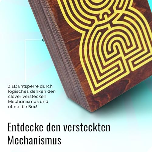 Logica Spiele Art. Labyrinth Puzzle Box - Geheimschachtel - Schwierigkeit 5/6 Unglaublich - Geschenkbox - Denkspiel aus Holz - Knobelspiel - Geduldspiel - Leonardo da Vinci Kollektion