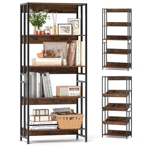 【Design Alto e Stabile】Con un'altezza di 157 cm, questa libreria a ripiani è progettata con 2 kit anti-ribaltamento, Le barre metalliche aggiunte lateralmente non solo rinforzano il telaio, ma impediscono anche la caduta degli oggetti. Garantendo stabilità e sicurezza. Inoltre, i piedini regolabili possono migliorare ulteriormente la stabilità complessiva del rack. Questa caratteristica assicura che i tuoi oggetti preziosi siano sicuri e perfettamente esposti.