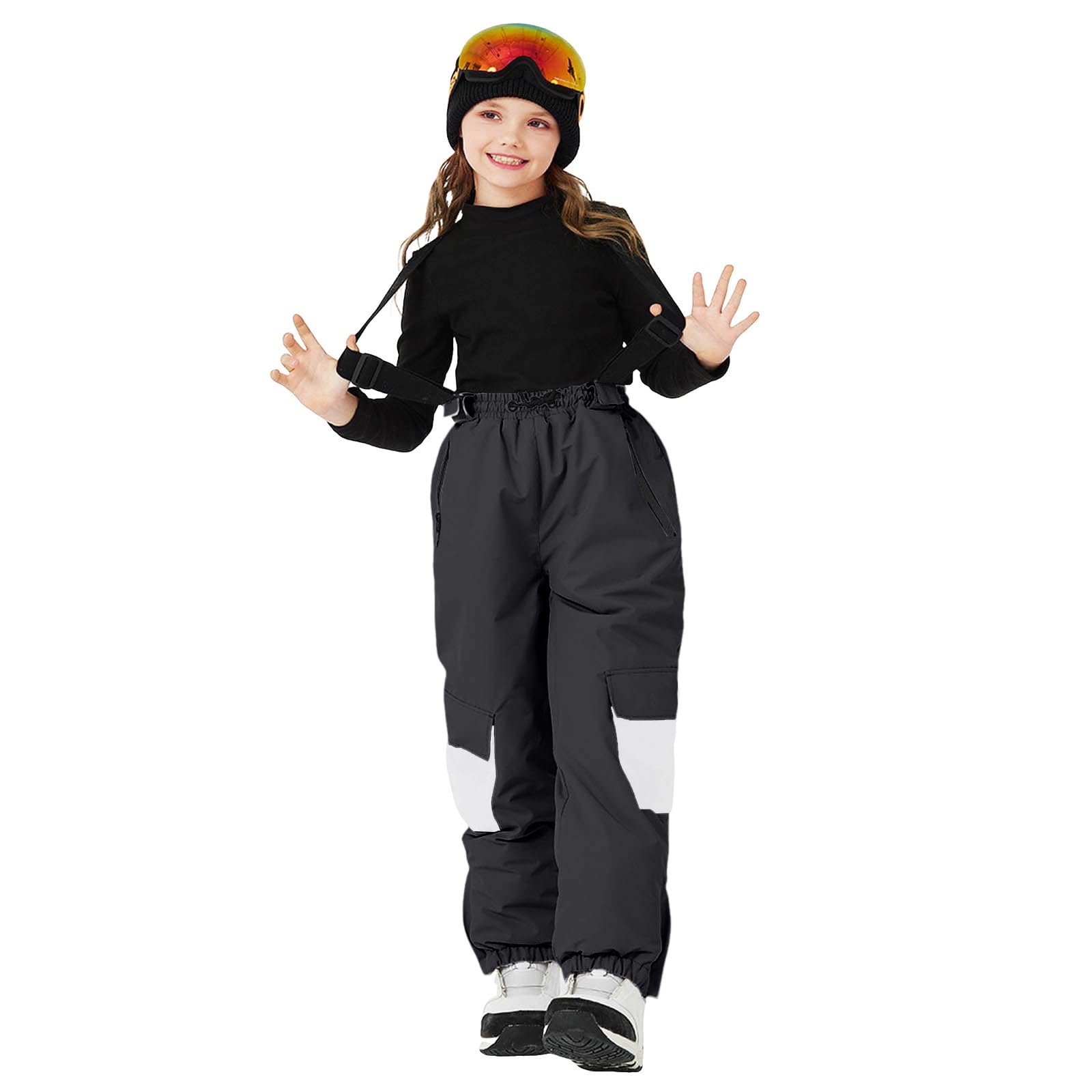 Pantalon de ski d'hiver pour enfant avec bretelles doubles pour filles et garçons - Isolation chaude