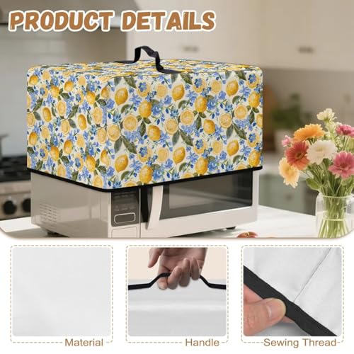 Image of Microwave Oven Cover Protective Kitchen Appliance Dustproof Cover Stain-Resistant Air Fryer Toaster Oven Protector Countertop Decorations, S, Lemon Flower