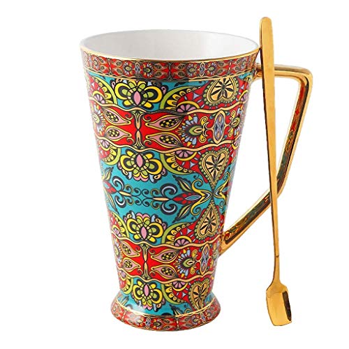 Tassen, Kaffeetasse Tasse, Porzellan-Tassen Kaffeetasse Mit Löffel Für Kaffee Tee Latte Oder Kakao, Frühstück Hafermehlkasse - 460Ml,a