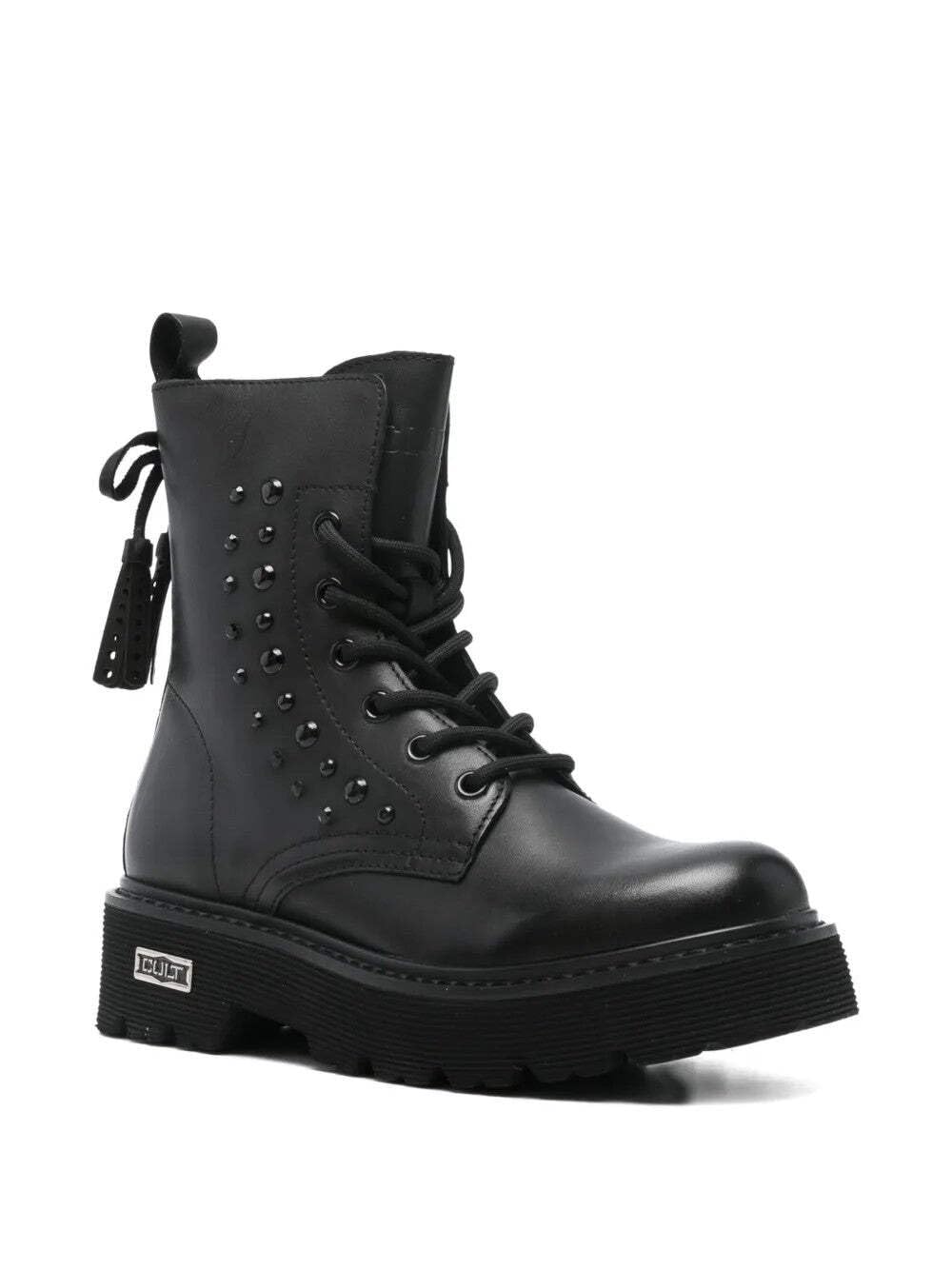 Cult CLW434901, Stivaletti Donna in Pelle Nera, Tacco 4,5 cm, Plateau 3 cm, Altezza Gambale 16,5 cm