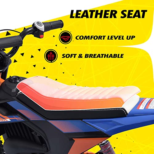 Blitzshark 24V Kids Electric Dirt Bike 250W Off-Road Bike Motocross Powerful Motorcycle for Kids, with 13.67MPH Fast Speed, Rubber Tires, Twist Grip Throttle, Metal Suspension & Leather Seat, SRK-MC10