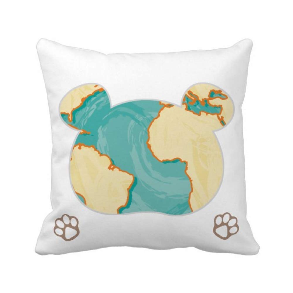 Housse de coussin jaune et bleu océan de qualité supérieure avec broderie fine motif ourson