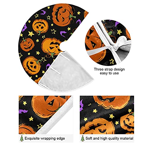 Aflyko Halloween Tree Skirt Pumpkin Purple Bat Xmas Tree Base Cover Mat Holiday Party Home Decor 35.4" #TOP2