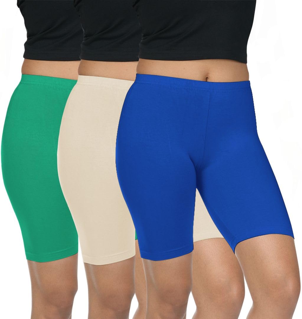 fly birds Pack of 3 Women Viscose Blend Solid Shorts (Chilly Green/Cream)-picture-38