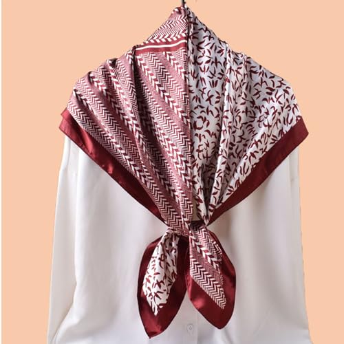 Geometric Symmetry Flower Satin Head Scarf for Women Like Silk Hair Wrapping Bandana Square Shawl Wraps 35 Inches2