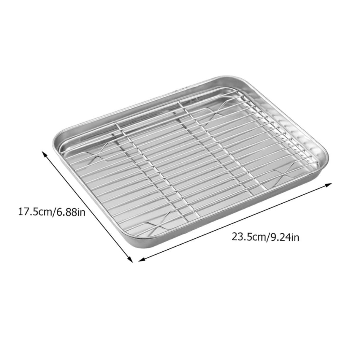 1Set Stainless Steel Baking Tray with Cooling Rack Heavy Duty Bakeware for Roasting Chicken Fish Vegetables Oven Safe Easy to Clean Flat Bottom Design
