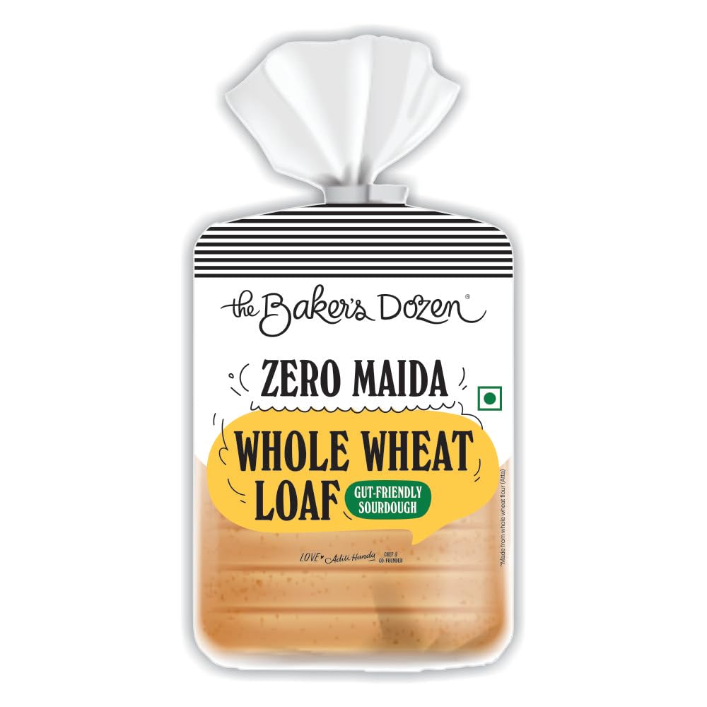 The Baker's Dozen 100% Whole Wheat Bread - No Maida, No Palm Oil, 400g