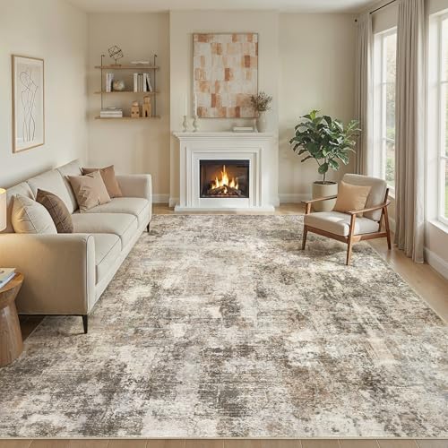 WITSHOCK Area Rugs 10x14 Living Room Rug - Washable Neutral