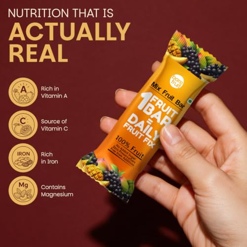 Image of BAREFRUIT 100% Mix Fruit Bar | Healthy Breakfast Diet Energy Snacking Bar For Kids & Adults | Plant Based Protein & Fibre - Rich In Vitamin A, C | No Added Sugar, Zero Preservatives | Pack of 6 (150g)