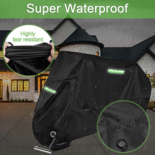 BNGXR Bâche de protection pour moto 190T - Imperméable - Avec trous de serrure - Coupe-vent - Résistant aux UV - 245 x 105 x 125 cm - Image 3