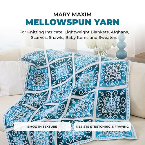 Mary Maxim Mellowspun DK Weight Yarn, Lightweight Acrylic Yarn for Crocheting and Knitting Baby Blankets, Afghans, Sweaters, and Clothing, 284 Yards, 3.5 Oz, White - Thumbnail 3