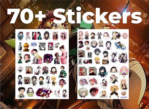 Image of Demon Slayer Stickers for Kids & Teens - Vinyl Decals | Waterproof Stickers for Laptops, Water Bottles, Bikes