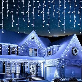 EcoNour Icicle Lights Outdoor Christmas 2000 LED 60M Cool White Decorations String Fairy Lights with Timer for Xmas Garden & Party | Mains Powered Clear Cable
