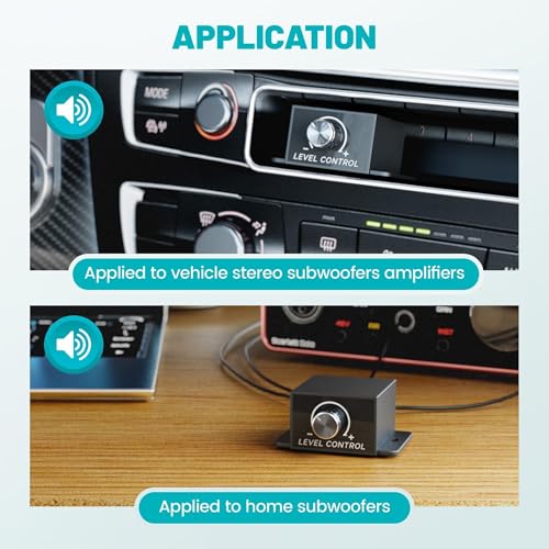 Image of NuIth Universal Car Amplifier RCA Level Controller, Car Audio Bass Control Knob, High Quality Sub Amp Volume Control Cable for Car, Motorcycle, Speakers, Home Theater