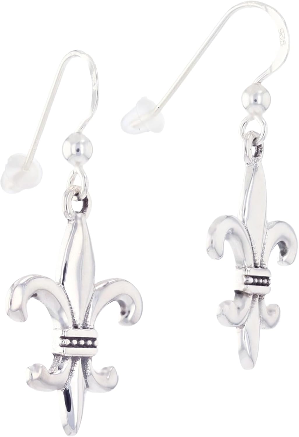 Jewelry Trends Sterling Silver Fleur De Lis Dangle Earrings - Image 3