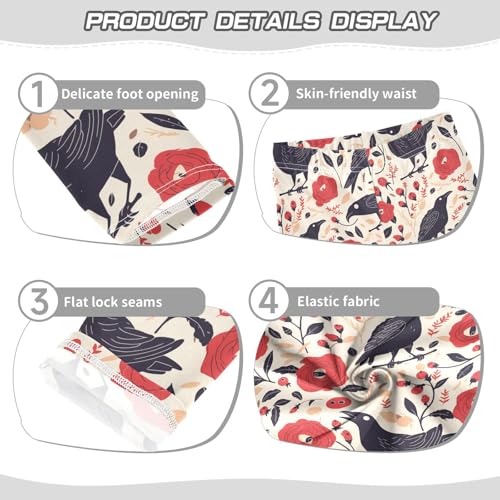 KLL Red Roses with Eyeballs and Black Crows Toddler Girls Cotton Leggings Stretch Full Length Athleisure Pants Sports3