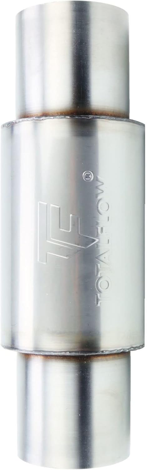 TOTALFLOW 22016 Straight Through Universal Exhaust Muffler - 304 Stainless Steel - 2.5 Inch Inner Diameter Inlet / Outlet
