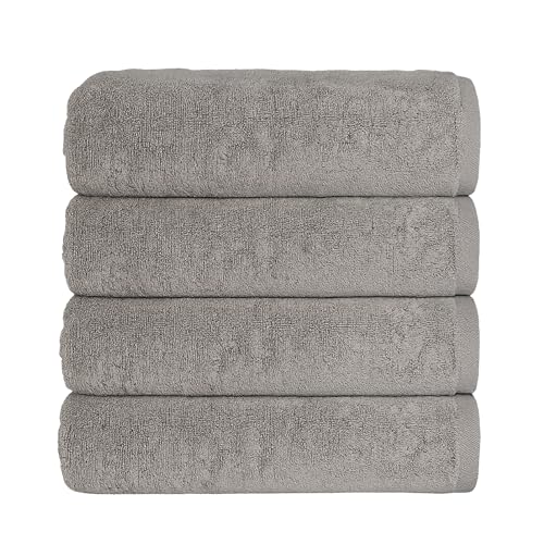 Soleil Fine Goods Luxurious 800 GSM 100% Cotton Bath Towel Set (4-Pack, 27x54) - Heavyweight & Ultra Absorbent, Plush Softness for Bathroom | Hotel & Spa Quality Luxury Towels- Steel