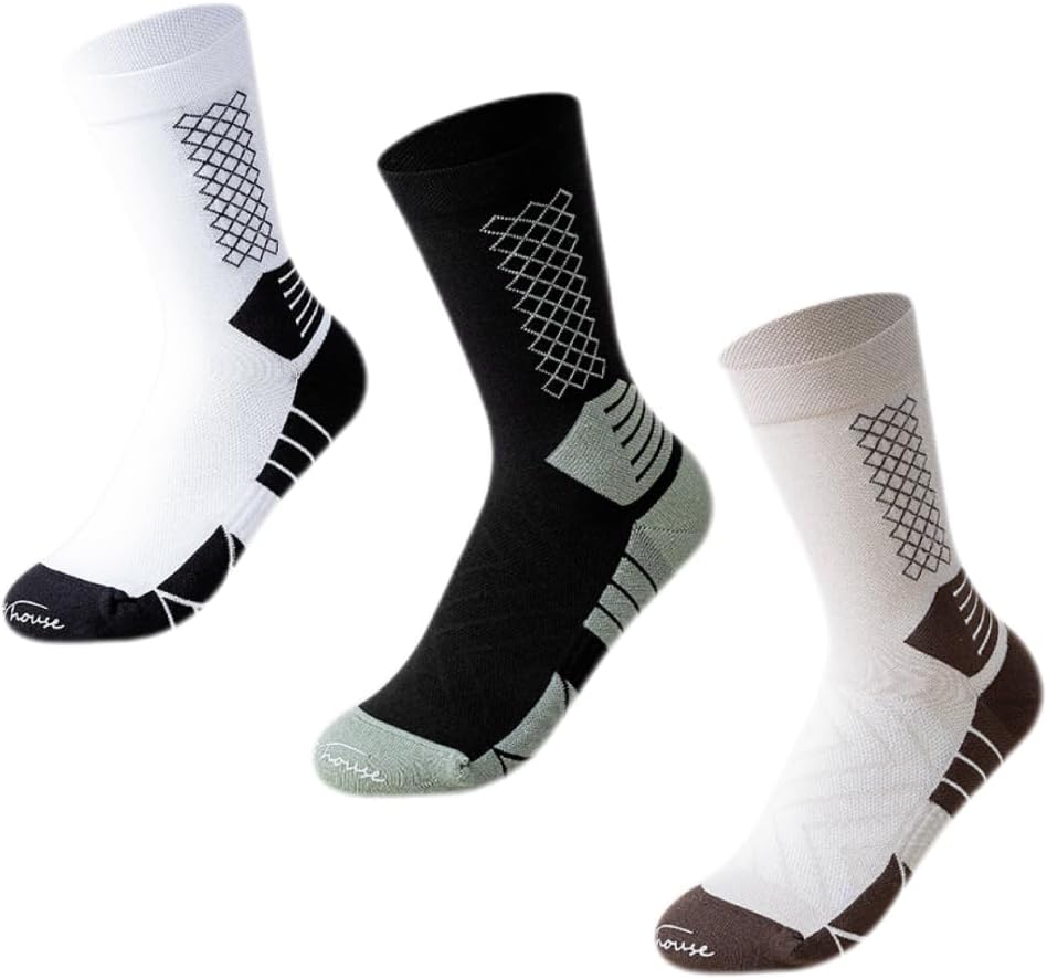 Women's 3 Pairs Color Block Cotton Socks Soft Cotton Versatile for Hiking Workouts Everyday Use US Size 4.5 to 8