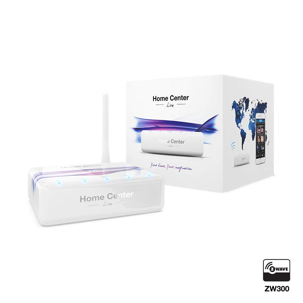 Fibaro Home Center Lite/Z-Wave, Wireless Smart Home Controller, up to 230 Devices, FGHCL UK Plug, White Home Center Lite UK Plug