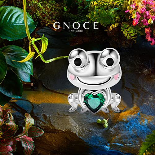 GNOCE Cute Frog Embraces Heart Gemstone Charm Bead Sterling Silver Fit Bracelet Jewelry Gift For Women Wife …2