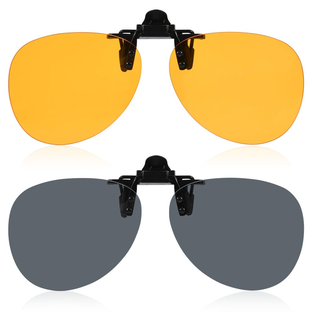 AUYAO Polarisierte Sonnenbrille Clip, 1/2 Stück Brillen Sonnenbrillen Aufsatz Clip Herren, Sonnenbrille Zubehör Sonnenbrille für Brillenträger, Randlose Sonnenbrillen Clip für Nachtsicht Fahren