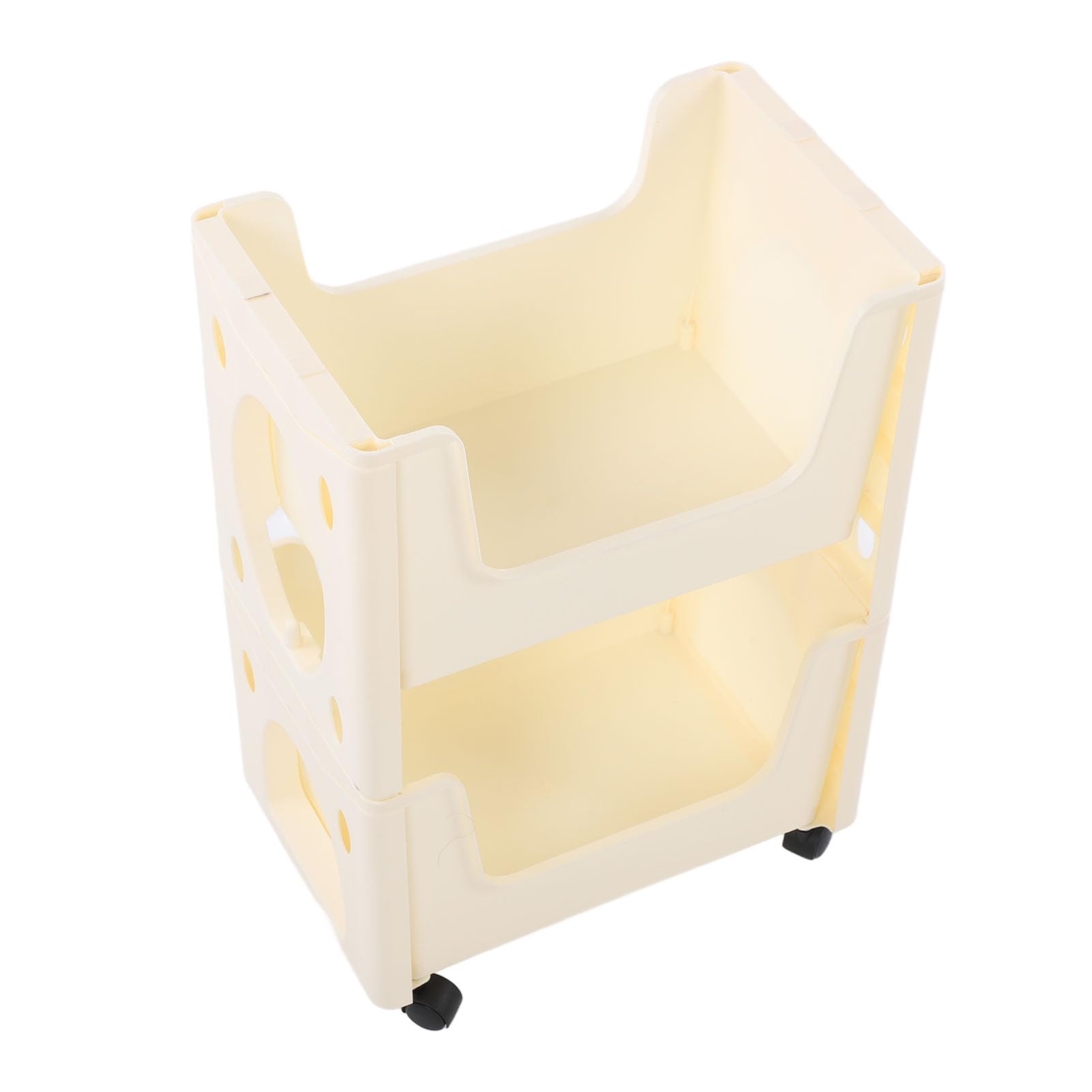 Carrito de almacenamiento de gran capacidad, estante de almacenamiento móvil grueso con ruedas bloqueables para libros, juguetes, botellas de condimentos (beige)