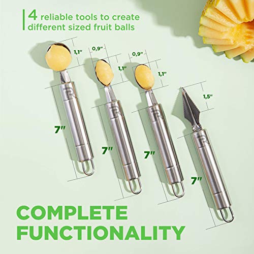 Riveira-Melon-Baller-Scoop-Set-Stainless-Steel-4-Piece-Carving-Knife-Watermelon-Cantaloupe-Scooper-for-Cutting-and-Scooping-Fruit-Melons-Ice-Cream