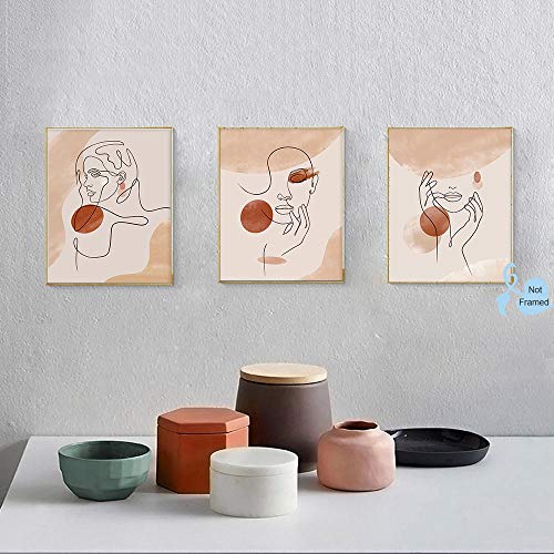 Xun Watercolor Minimalist Women Art Print-- Modern Abstract Line Women Face Canvas Wall Art (8"X10"X6Pcs, Unframed)-Perfect For Girls Bedroom Decoration #TOP2