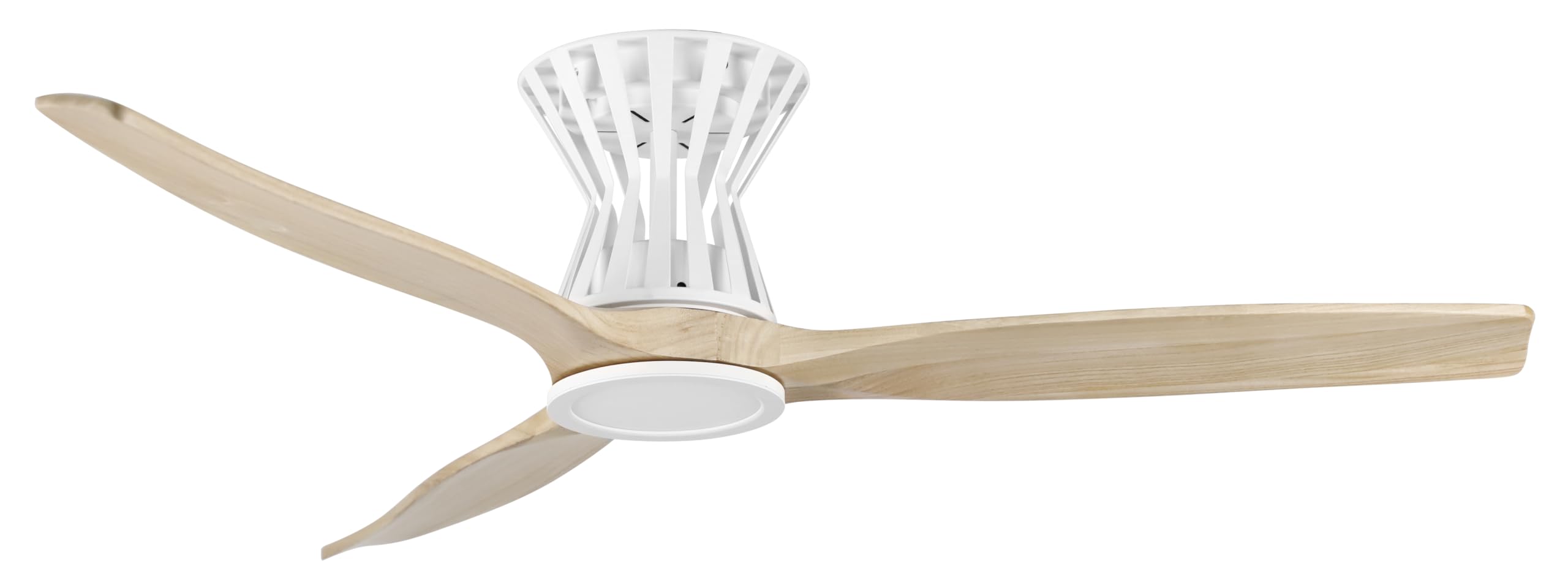 Ventilateur DC 18W blanc et hêtre avec éclairage LED réglable 2250 lm