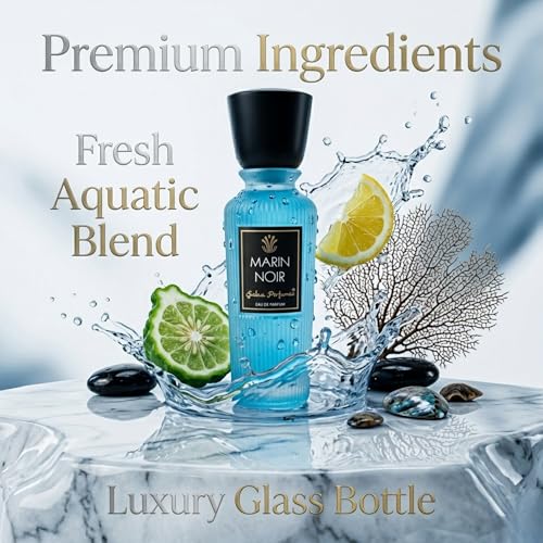 Image of Saba Marin Noir Perfume 50ml for Men | Long Lasting Aquatic Fragrance | Fresh Citrus, Marine & Woody Notes | Premium Summer Perfume for Gym, Office & Daily Wear