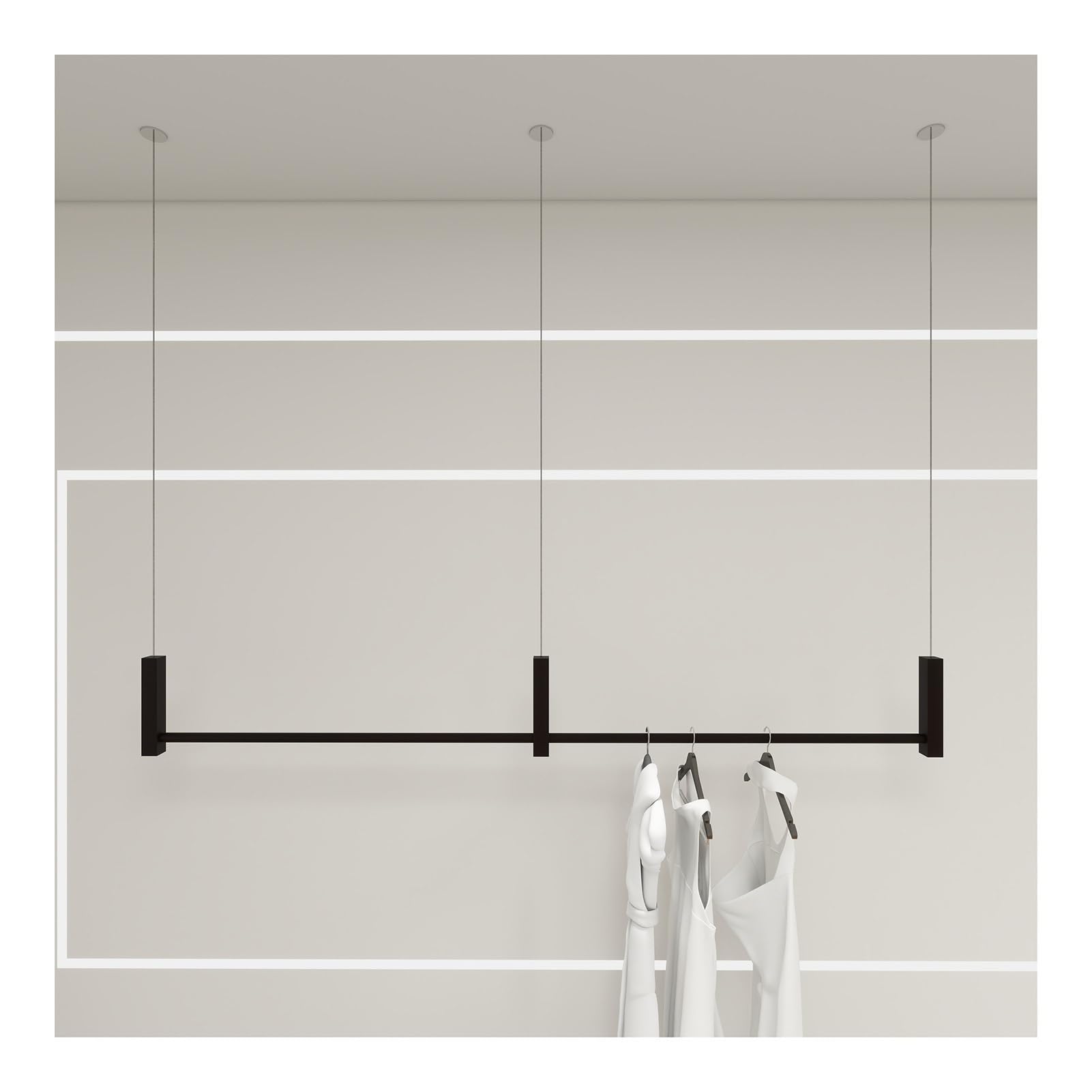 YNBSHGAA Adjustable Height Garment Rack - Metal Clothing Display Rack for Boutique Stores Multi-Purpose Ceiling Hanger Heavy-Duty Retail Shelving,Black-180x300cm