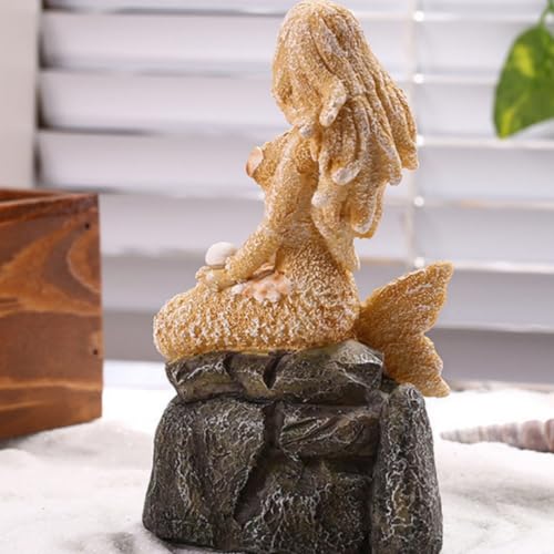 Image of Fish Tanks Decorations, Mermaid Statue ，Mermaid Garden, Fish Tank Decorations, Handicraft Decorations, Mermaid Decorations (Stone Mermaid)