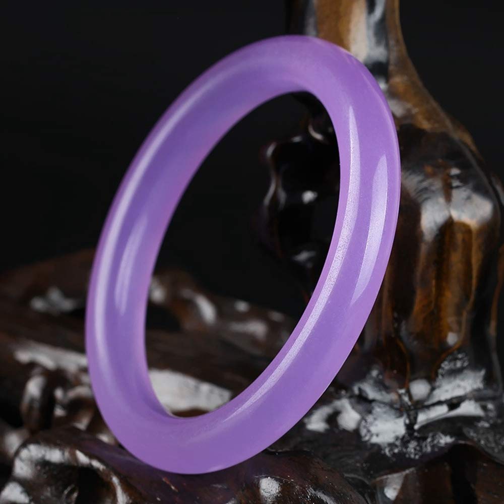 SnamicE Women's Bangle, Natural Bangle Purple Thin Round Jade Bangle, Women's Thin Bar Bangle Jade, Jewelry, Women's Bangle Bracelet,purple-60mm,Purple-64mm