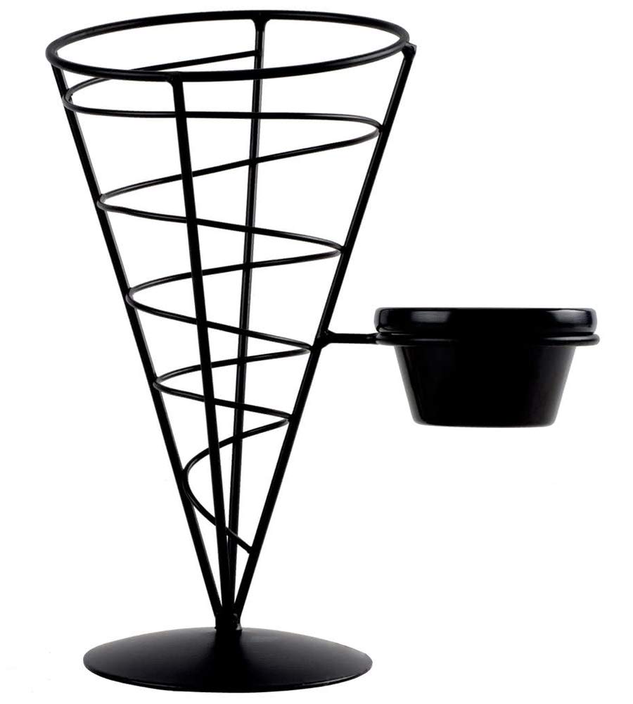 Tablecraft ACR57 Appetizer cone with Ramekin, 12,7 x 17,8 cm nero