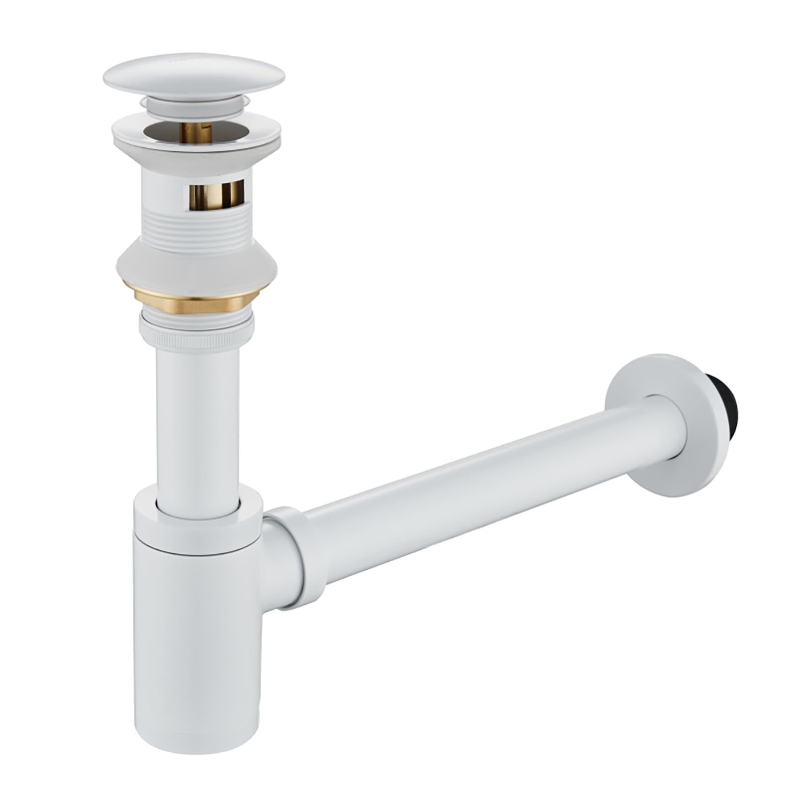 Syphon Waschbecken mit Pop Up Ablaufventil und Überlauf,Reinigungsöffnung,Geruchsverschluss Weißer Waschtisch Siphon für Badezimmer Küchenspüle,1 1/4″