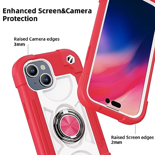 Image of MARKILL Compatible with iPhone Case with Ring Stand, Military Grade Drop Protection Full Body Rugged Heavy Duty Protective Durable Cover iPhone. (Hot Pink, iPhone 15 6.1 inch)