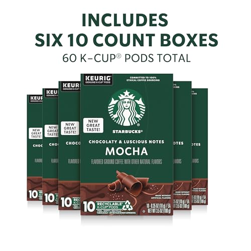 Image of Starbucks K-Cup Coffee Pods, Flavored Hot or Iced Coffee, Mocha, 60 Keurig Pods