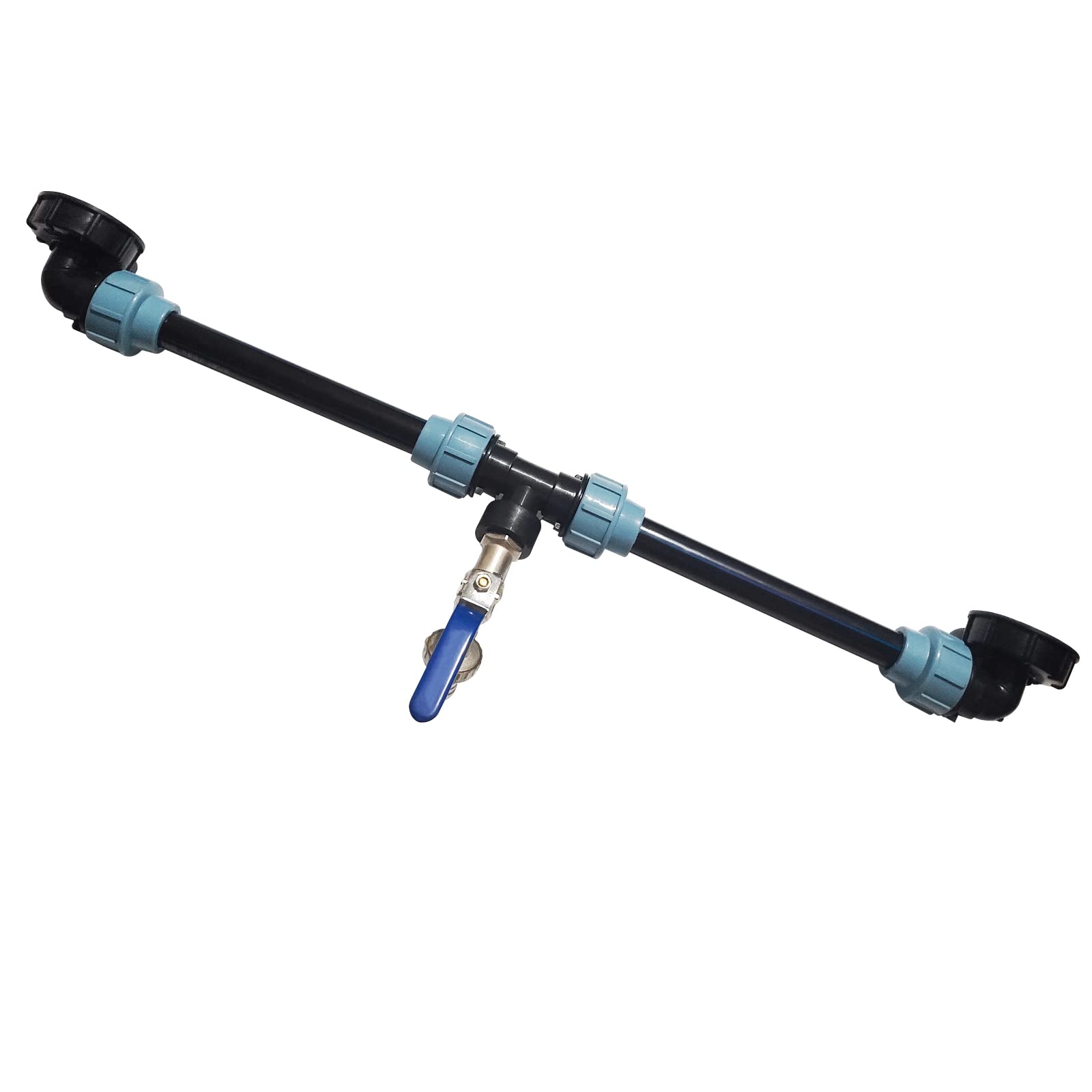 IBC - Juego de conexión para tanques de agua de lluvia IBC con cuello de cisne de 3/4" para jardín y grifo de agua para 1/2 tanques (B)