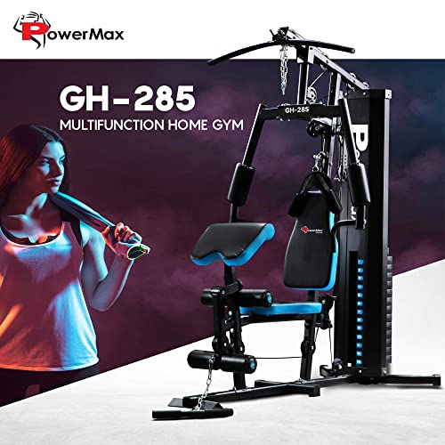 Image of PowerMax Fitness GH-285 Steel Multi-Function Home Gym 150lbs Dead Weight Stack and Max Weight 160Kg with Installation Assistance (Blue /Black)