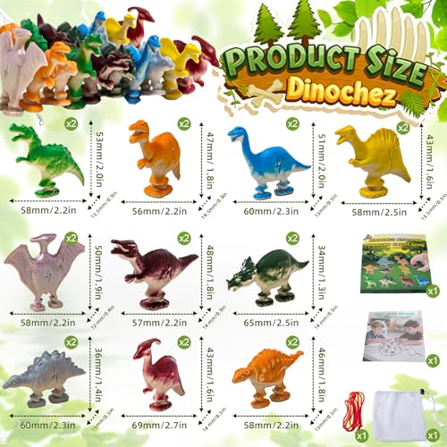 CWENDANER Juego de ajedrez magnético de dinosaurios para niños a partir de 3, 6, 9, 12 años, 20 piezas, juego de estrategia con piedras magnéticas, anillo de cuerda y bolsa, regalo para cumpleaños - imagen 2