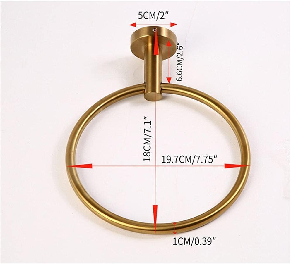 Brushed Stainless Steel Gold Round Towel Ring Easy to Clean Corrosion Resistance Anti-Rust Rush and Durable Towel Ring Stainless Steel Bath Towel Rack Towel Ring