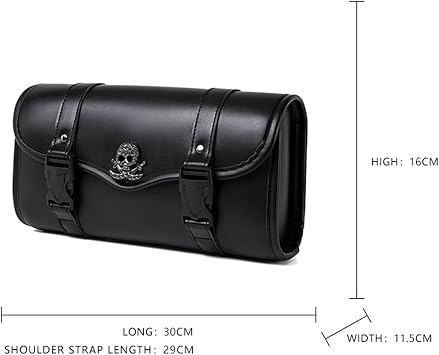 Motorcycle Handlebar Bag PU Leather, Moto Fork Bag with Waterproof, Motorcycle Tool Bags, Universal Fit, with Quick Release Buckles, 30 X 11.5 X 16 cm 5L