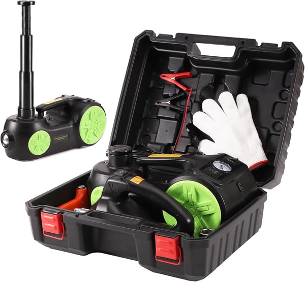 Upgraded Hydraulic Car Jack Set – 5 in 1 Vehicle Floor Jack Kit 5 Ton Truck Van Tire Jack Lift with Integrated Tire Pump and Impact Wrench