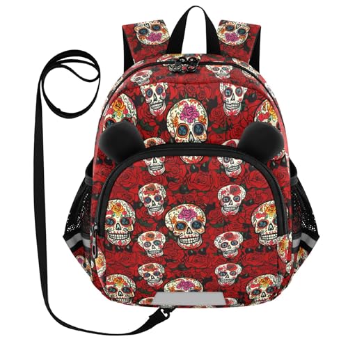 Skull Flower Toddler Backpack for Girls Boys,Preschool Kindergarten Backpack Kids Backpacks for Girls B0404409